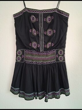 BCBGMaxAzria Black Dress with Embriodery and Smocking